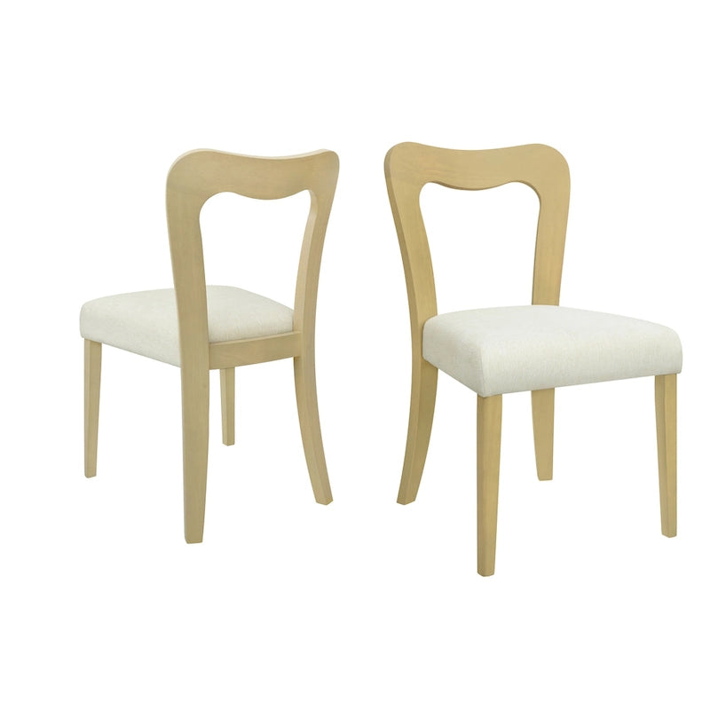 Modern Upholstered Dining Chair Set of 2 with Open-Back Design
