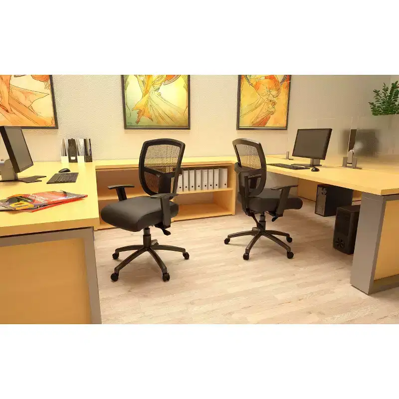 Boss Office Products Task Chair Multifunction Black: Ergonomic Mesh Back, Adjustable Seat Height & Swivel