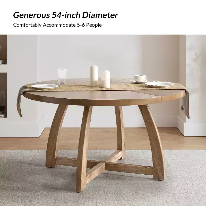 Nicola 54 Mid-century Modern Solid Wood Round Dining Table|HULALA HOME