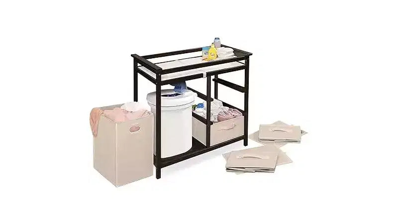 Convertible Baby Changing Table with 3 Storage Baskets & Hamper