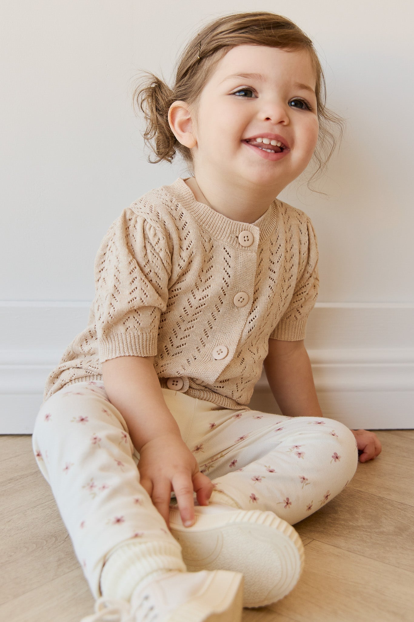 Simple Flower Print Organic Cotton-Elastane Legging with Elastic Waistband for Baby & Girls Daily Wear (Newborn�C10Y)