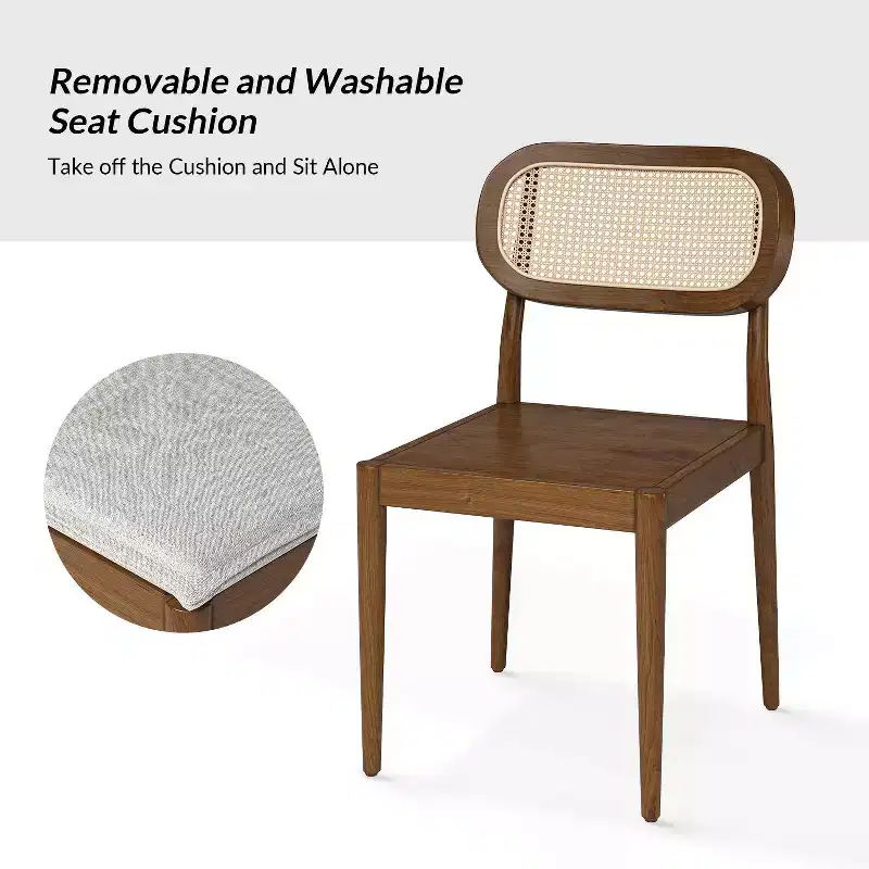 Hartmut Modern Ratten Dining Chair Set of 2 with Solid Wood Legs ART OF LIVING DESIGNS