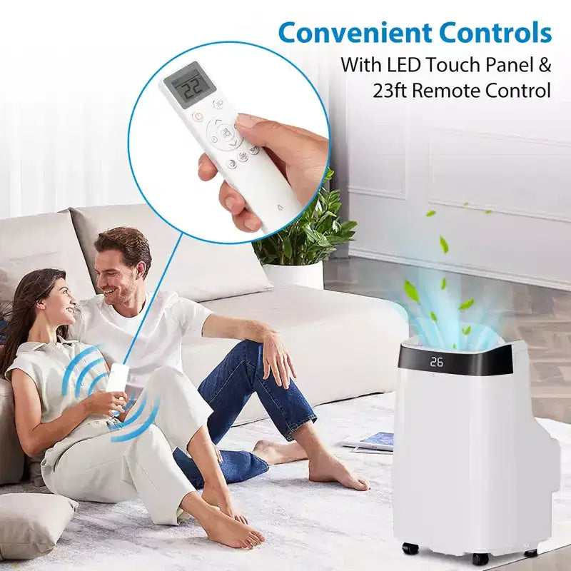 Portable AC with Full Window Kit & Hose: 10K BTU, 3-in-1 Cooling for 450 Sq.Ft. Rooms (Cool/Dehumidify/Fan). Features 24-Hour Timer