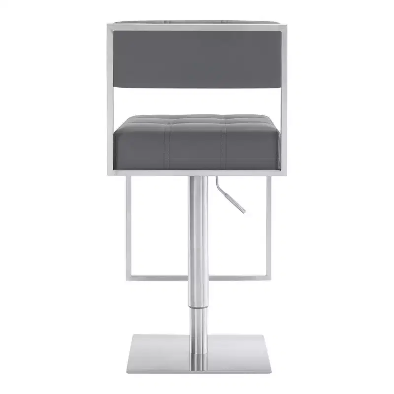 Michele Adjustable Faux Leather Stainless Steel Barstool - Armen Living