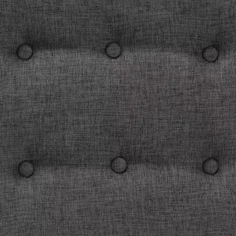 Jeanine Fabric and Wood Ottoman Footstool Dark Gray/Walnut Brown - Baxton Studio: Japandi Inspired, Rubberwood Frame, Button-Tufted
