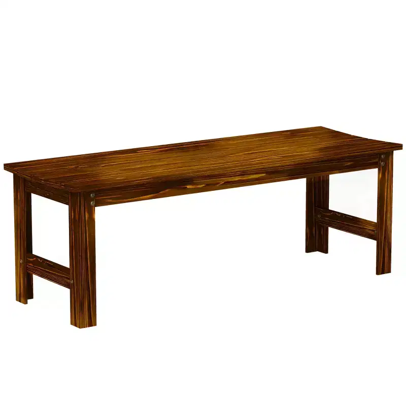 2-Seat Wood Garden Bench, Patio Bench Outdoor Bench with Slatted Seat, Backless Front Porch Bench for Park, Garden, Poolside, Deck