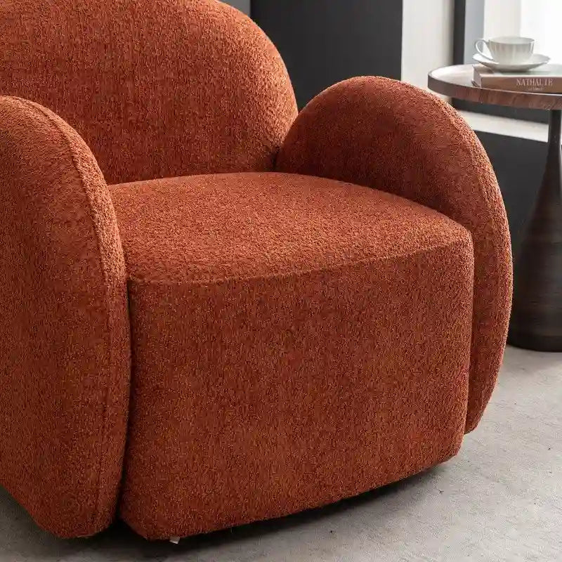Modern Glam Boucle Upholstered Swivel Accent Armchair with 360 Degree Swivel Base