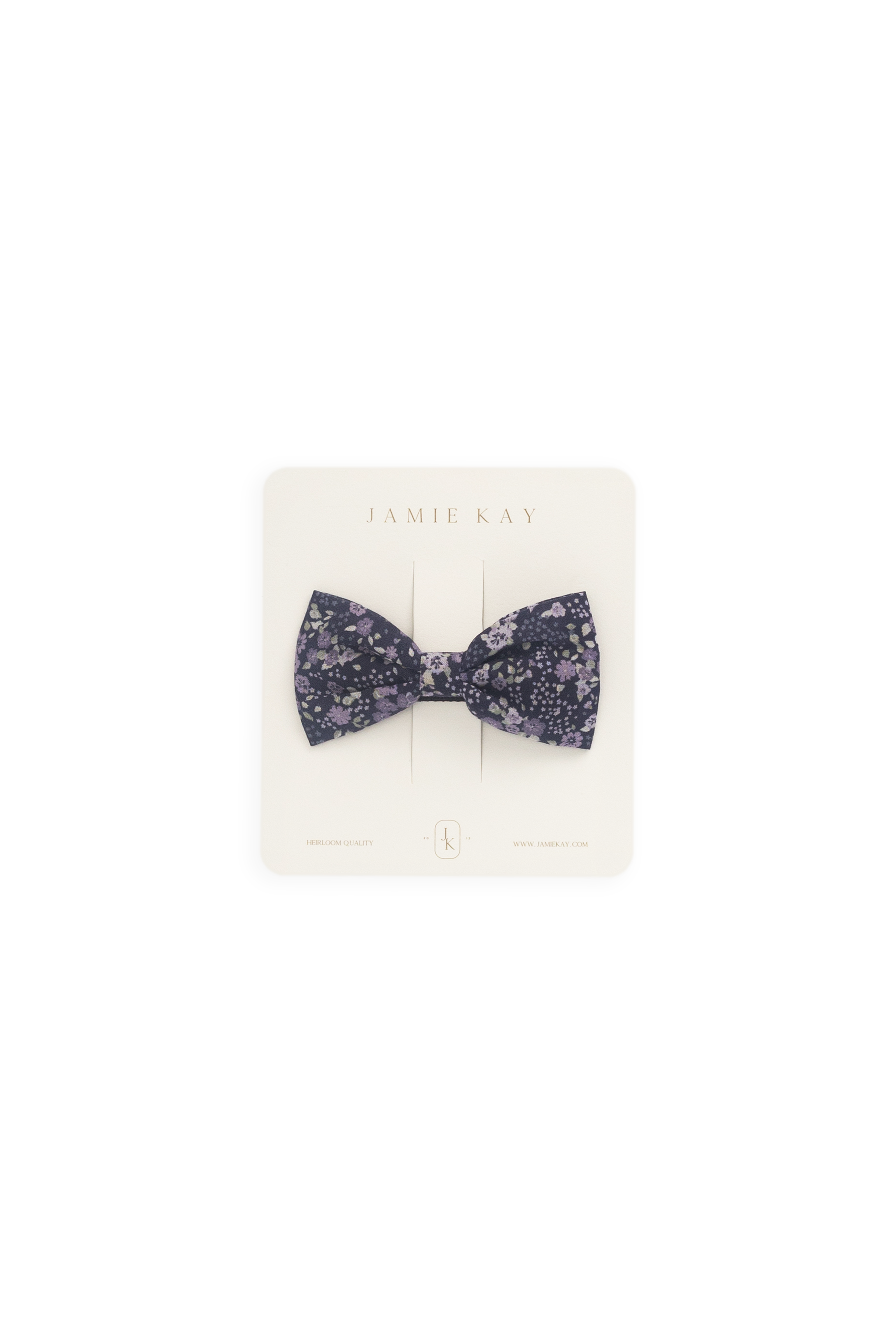 Romantic Deep Violet Floral Print Organic Cotton Hair Bow with Approx. 8cm Wide Refined Cut for Girls Everyday Styling