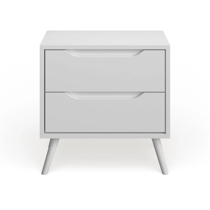 Mid-Century Modern Wood 2-Drawer Nightstand