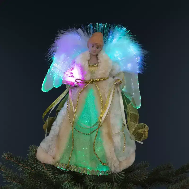 Northlight Color-Changing Fiber Optic Angel Christmas Tree Topper - 12 - Gold