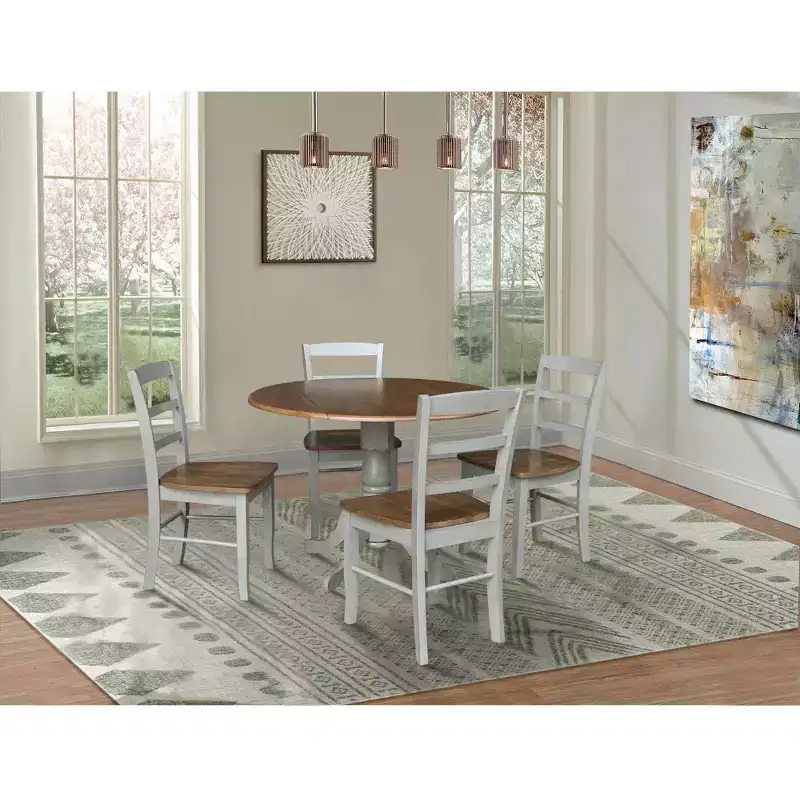 42 Albion Drop Leaf Dining Table with 4 Madrid Ladderback Chairs - International Concepts