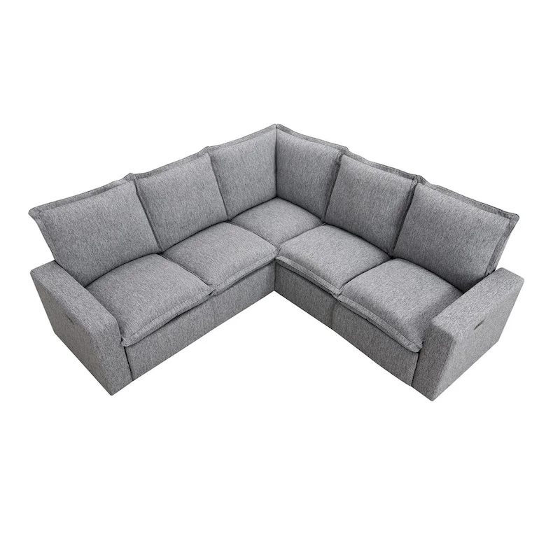 L-Shaped 5-Seater Power Recliner Sofa with USB Port