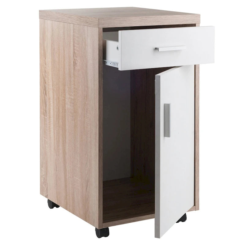 Kenner Storage Cabinet, 1-Drawer, Reclaimed Wood and White - 15.75W x 18.3D x 29.25H