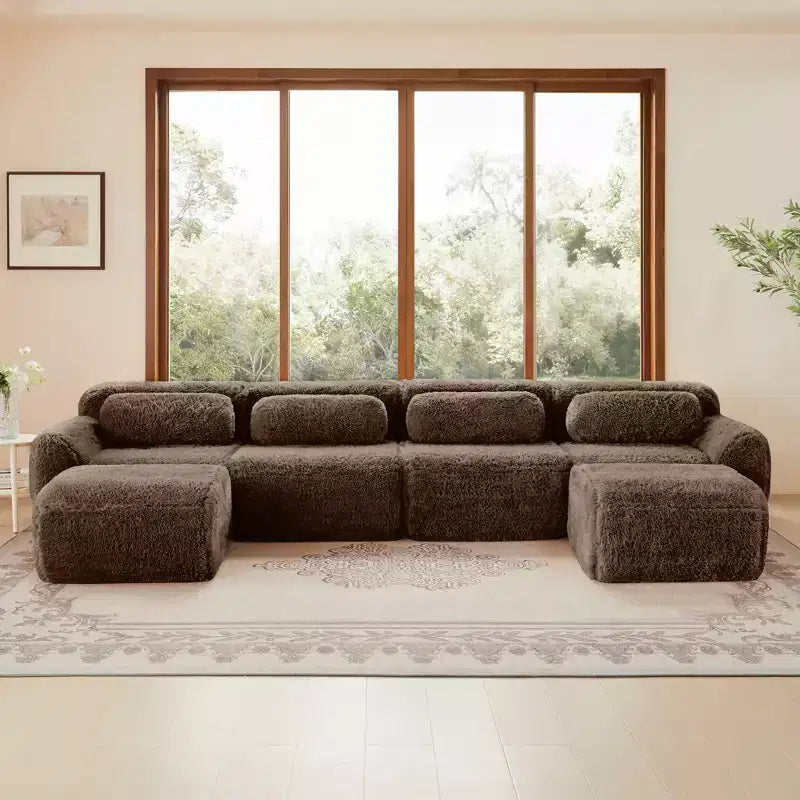 U-shaped Boneless Sofa,32D HD Sponge,Anti-Slip Bottom,No Assembly,Ergonomic Design,Free Combination,Vacuum Packaging for Living Rooms/Studies