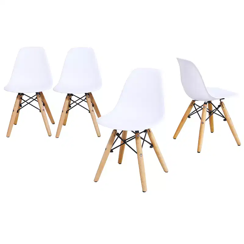 Costway Children Table & 4 Chairs Set Solid Construction 5 PCS Dining Table Toddler White
