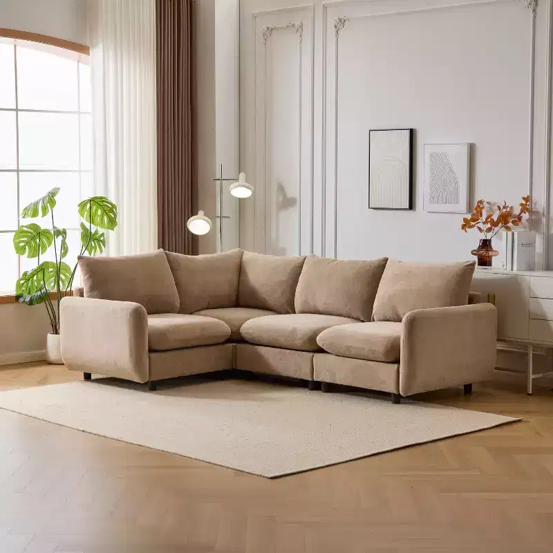 Christopher Knight Home Acker 4 Pieces Modern Upholstered Modular Sectional Sofa Set