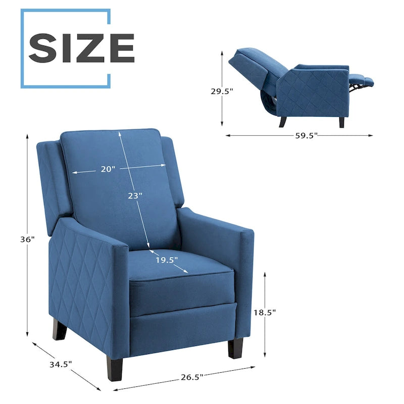 Push Back Recliner Chair with Linen Wing Back