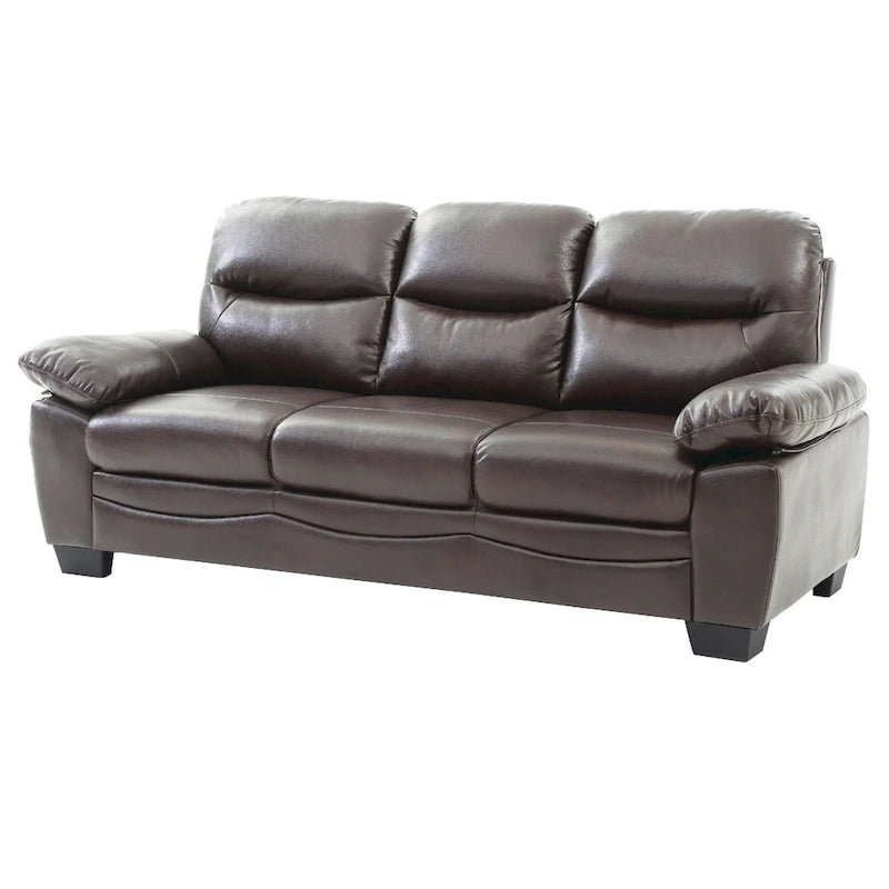 78-Inch Faux Leather Sofa with Flared Arms and Tufted Back �?Dark Brown