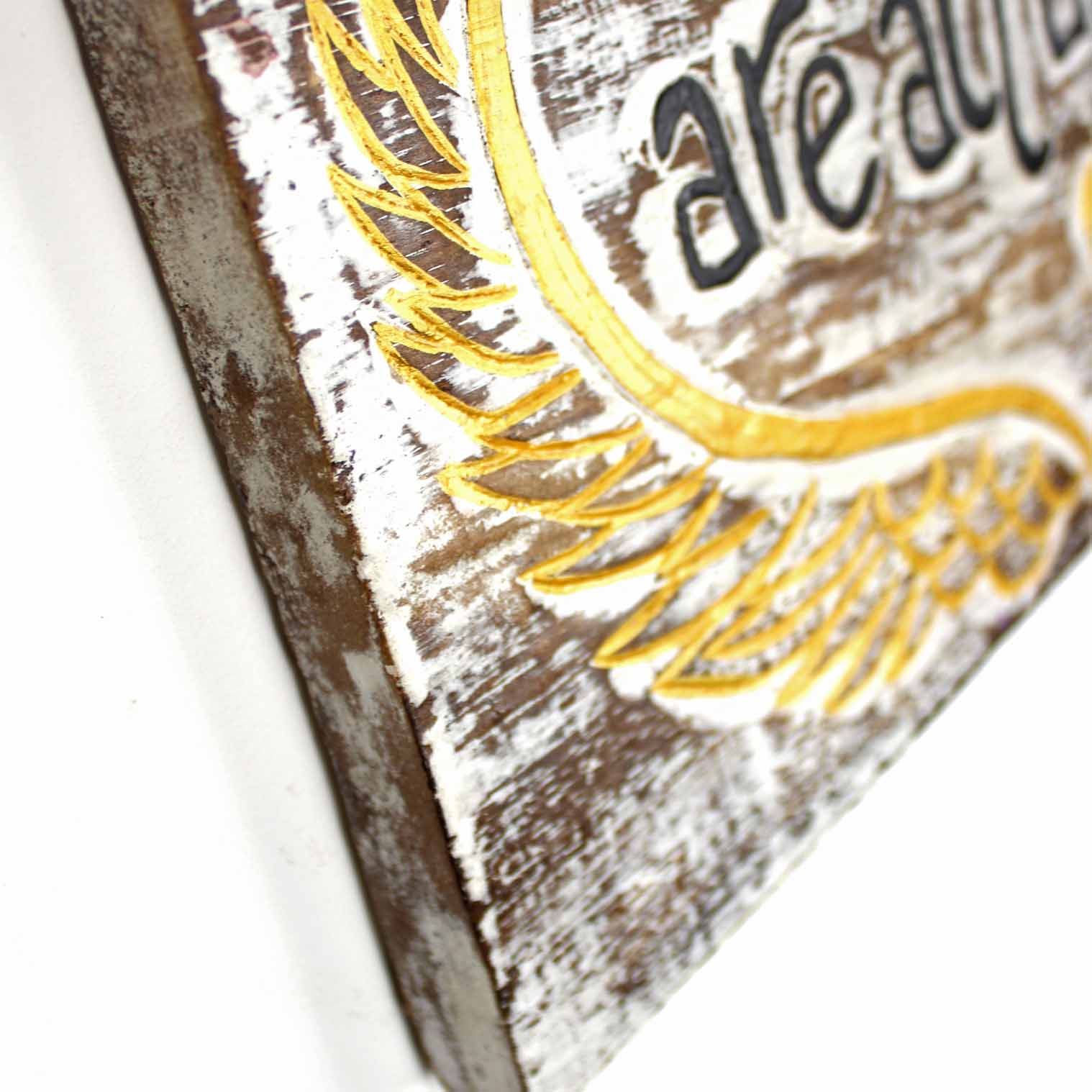 Angel Hugs Are All Around Us, Carved Wood Hanging Plaque