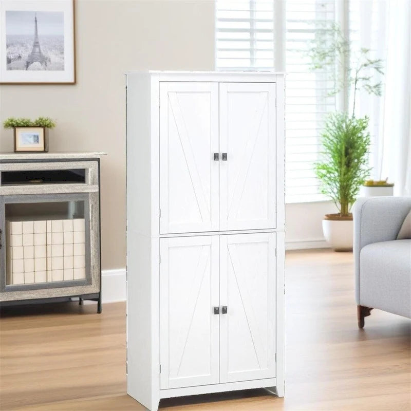 Freestanding Kitchen Storage Cabinet with Doors and Adjustable Shelves