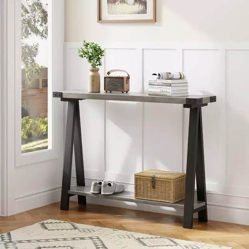 Farmhouse Narrow Entryway Table, 43.3 Console Table with Storage