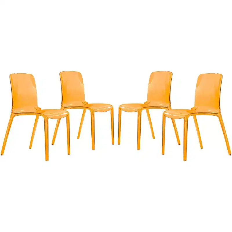 LeisureMod Murray Mid-Century Modern Dining Chair - Waterfall Edge Design Acrylic, Ergonomic and Stackable, Set of 4