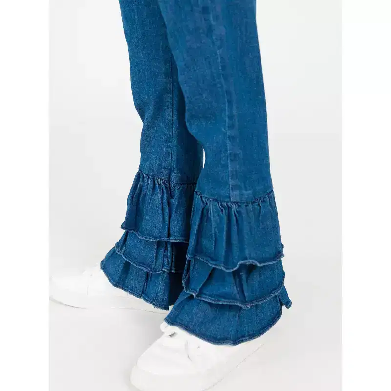 RuffleButts Girls Denim Flare Pants