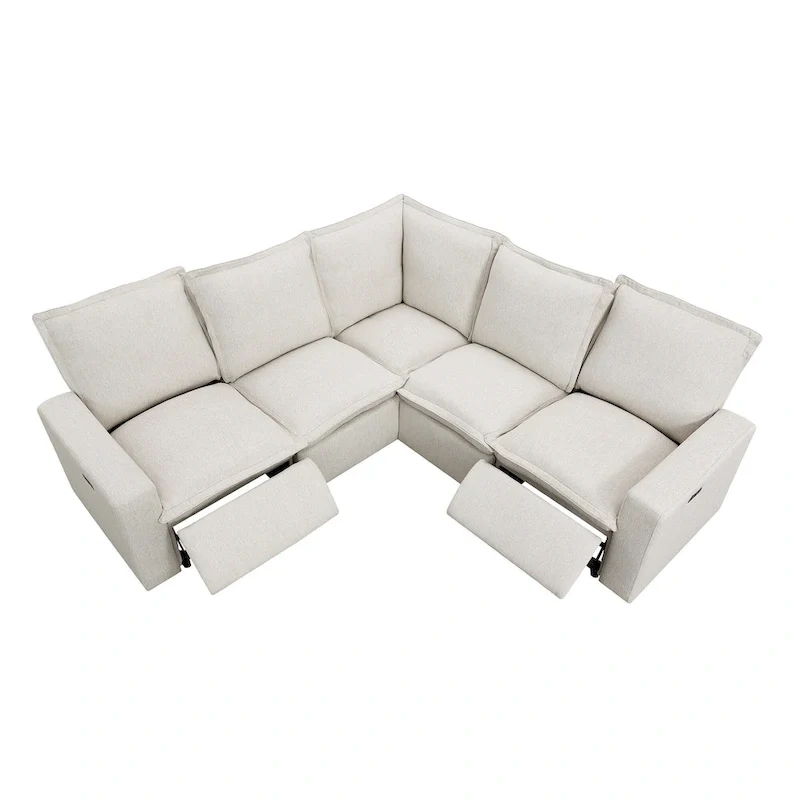 L-Shaped 5-Seater Power Recliner Sofa with USB Port