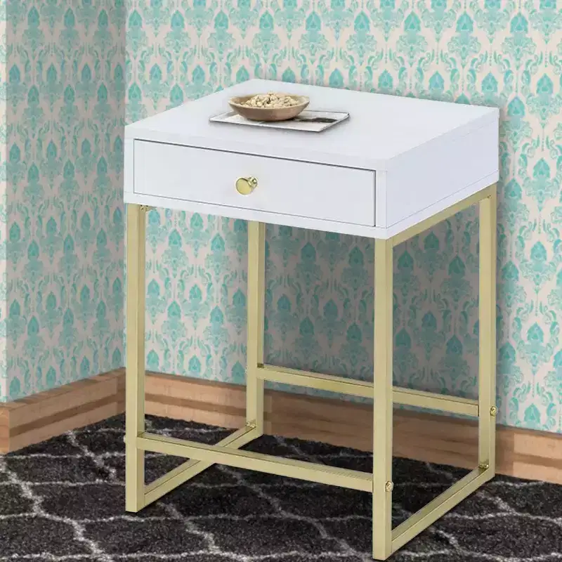 Royal Hampton Side Table, White & Gold
