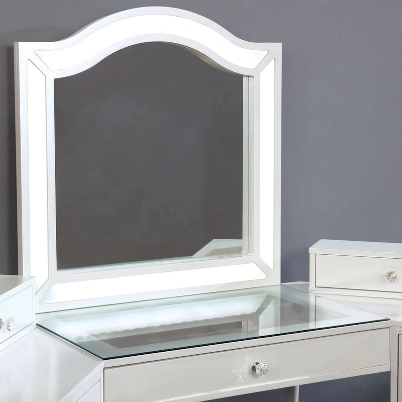 Furniture of America Ulru Transitional Solid Wood 3-Piece Makeup Vanity Set with LED