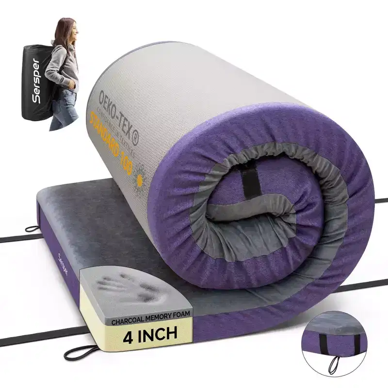 4 Inch Outdoor Mattress for Camping and RV with Side Pocket, Waterproof, Portable, Folding