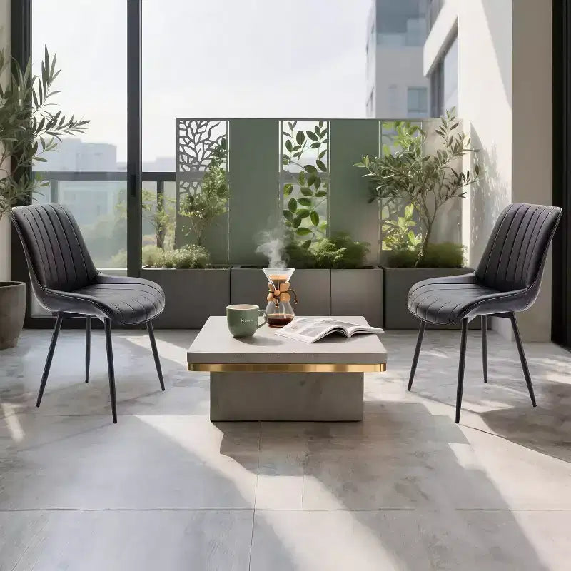 2-Piece Dining Chair Set, Faux Leather, Suitable for Kitchen and Dining Room, Comfortable Modern Metal Leg Chairs, Upholstered Side Chair