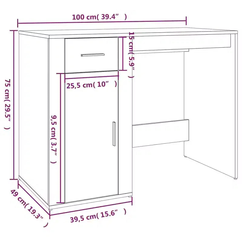 Compact White Desk with Drawer