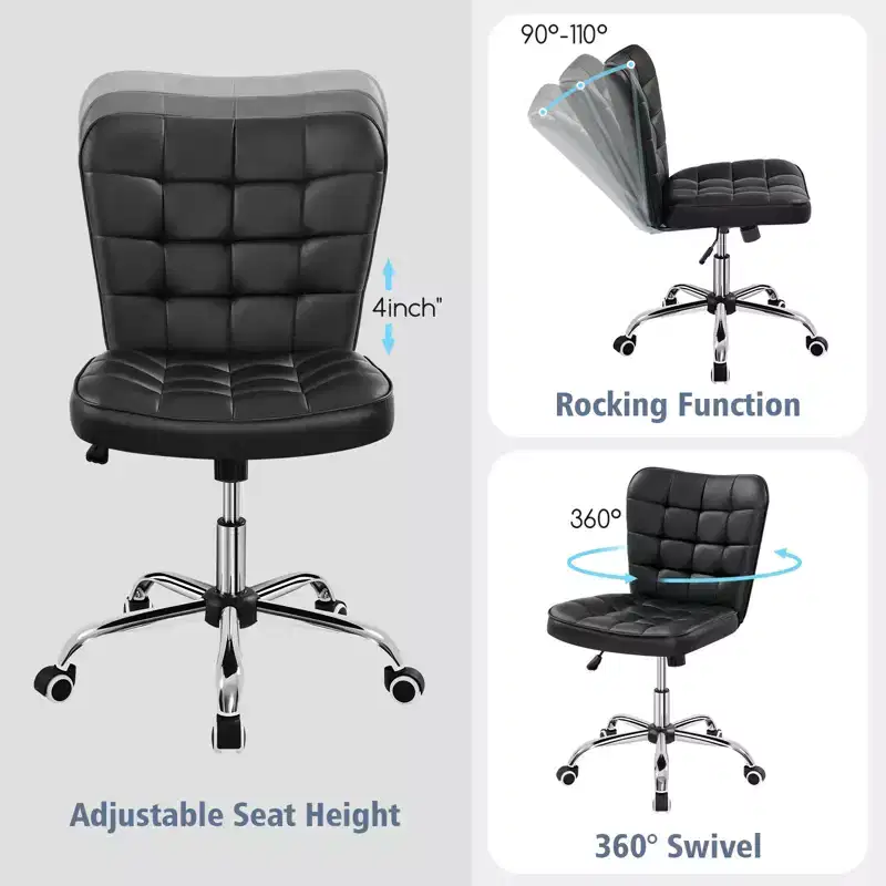 Yaheetech Modern Mid-back Office Chair Armless Desk Chair