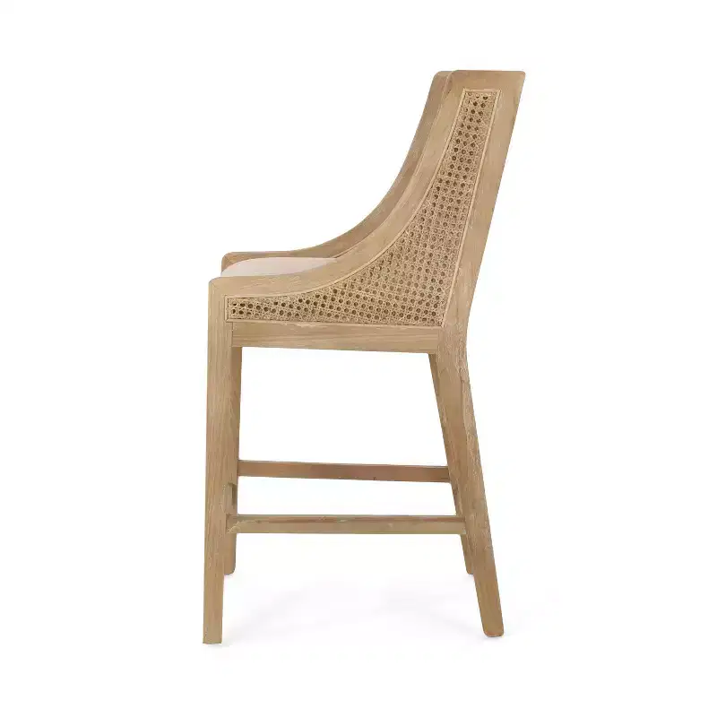 Christopher Knight Home 25.5" Cataldo Wood and Cane Upholstered Counter Height Barstool Beige/Natural