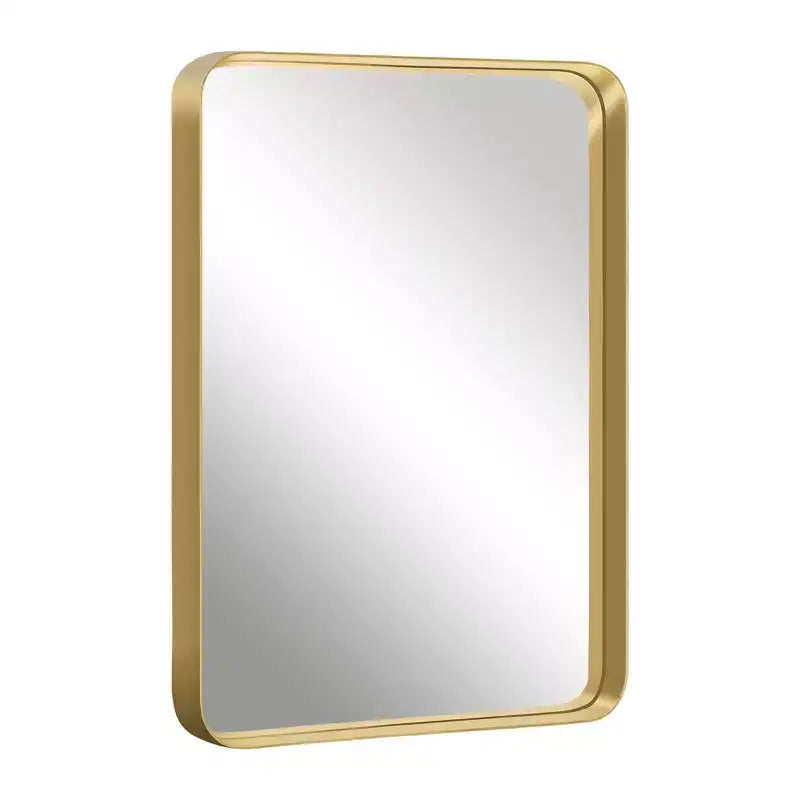 Polished Aluminum Alloy Rounded Rectangular Hanging Mirror with Imitation Electroplating, 102 x 76 x 5 cm
