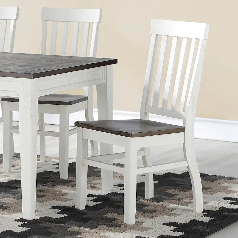Farmhouse Wood Side Chair with Slat Back