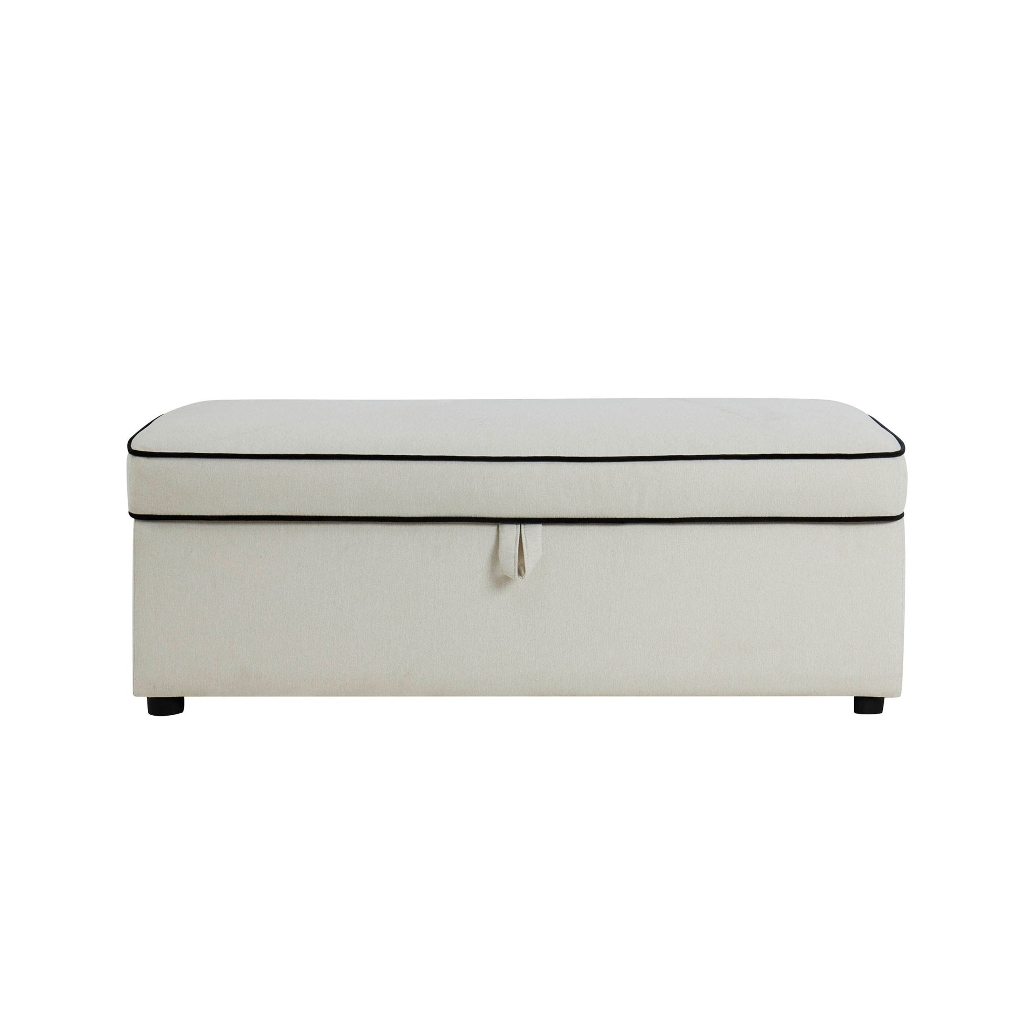 Rectangle Ottoman Storage - Cream Linen/Black