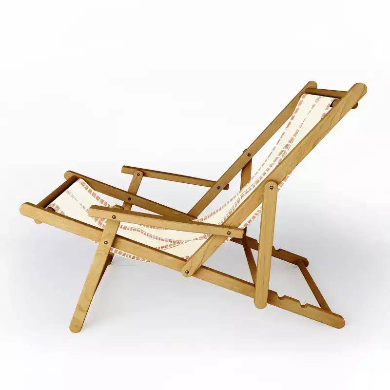 Little Arrow Design Co Oceania Diamond Stripes Ginger Sling Chair - Pink - Deny Designs: Outdoor Portable Lounger, Wood Composite Frame