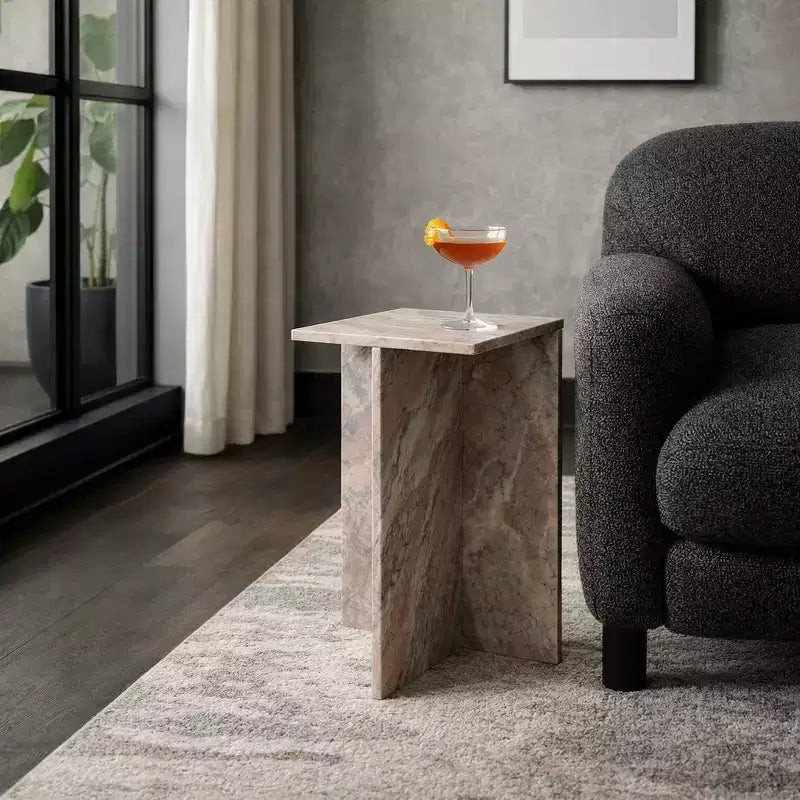 Classy End Table, Side Table, or Small Night Stand for Home Decor - Square Marble Accent Table Perfect for Bedroom, or Living Room Decor