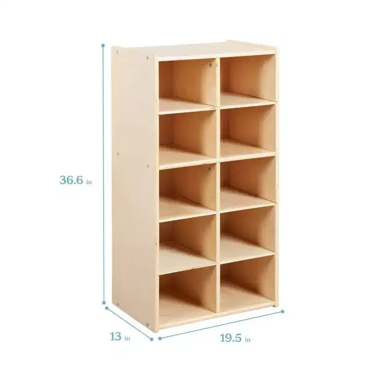 ECR4Kids Streamline 10 Cubby Tray Cabinet and 10 Scoop Front Bins, 5x2, Kids Furniture