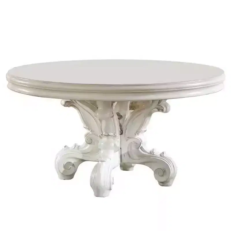 60 Versailles Dining Table PU Bone White Finsih - Acme Furniture