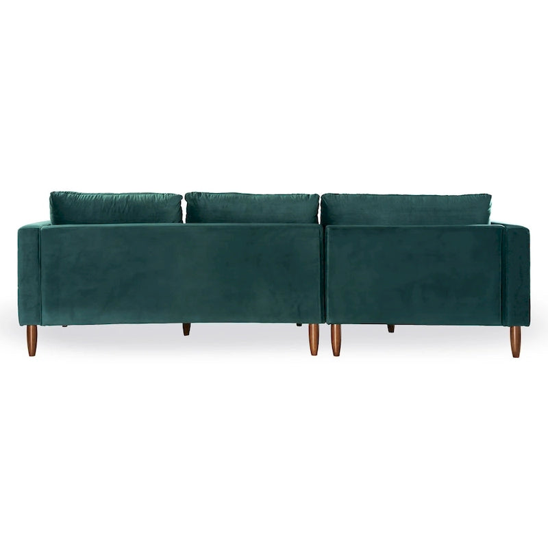 Mid-Century Modern L-Shaped Pillow Back Velvet Sectional Sofa