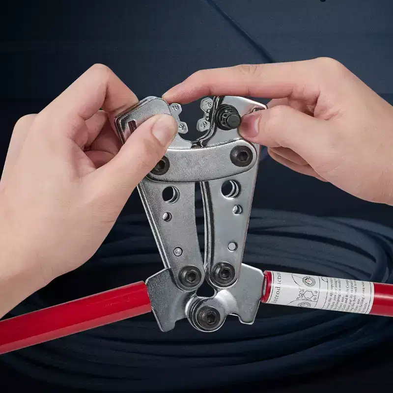 VEVOR Battery Cable Lug Crimping Tool, 10-1/0AWG with Cable Cutter and 48PCS Copper Ring Terminals, 6 Wire Sizes Crimping Die