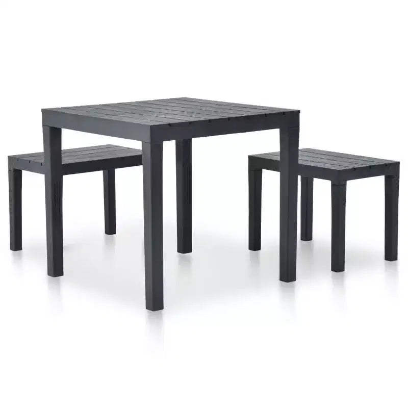 vidaXL Patio Furniture Set 3 Piece Outdoor Bench and Table Dining Set Plastic