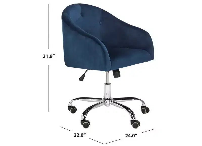 Amy Tufted Swivel Office Chair - Height Adjustable - OCH4500 - Navy/Chrome - Safavieh