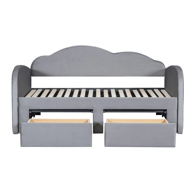 Twin Cloud Velvet Daybed with Trundle and Drawers