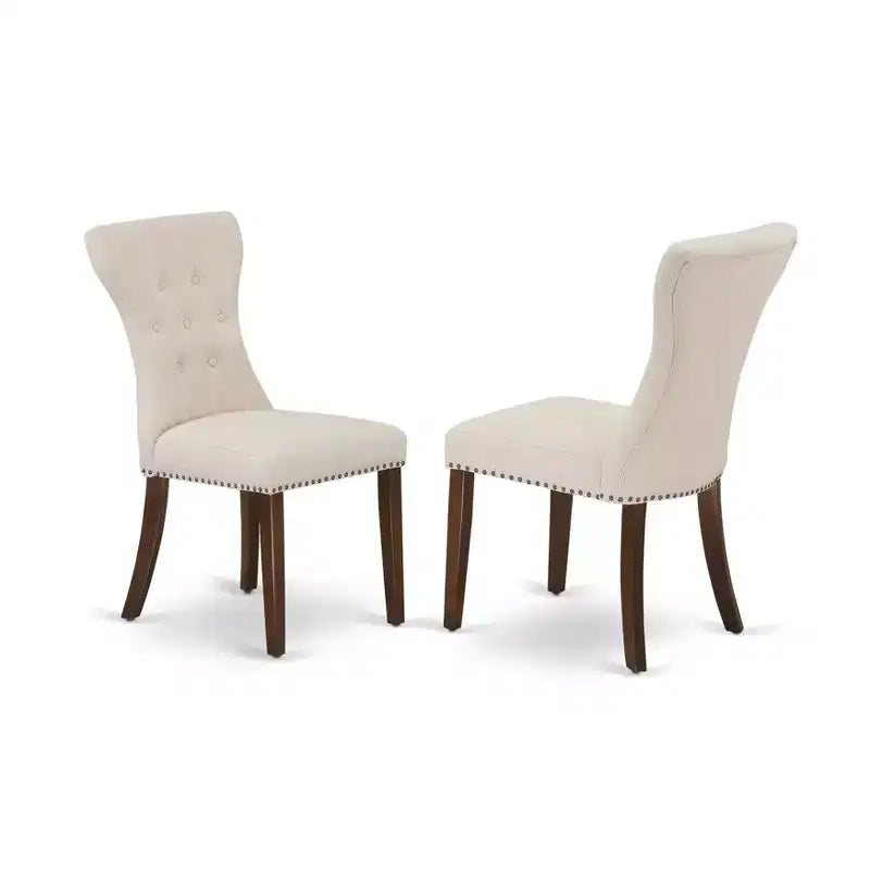 HomeStock Round Wood Dining Table Set Mahogany Finish