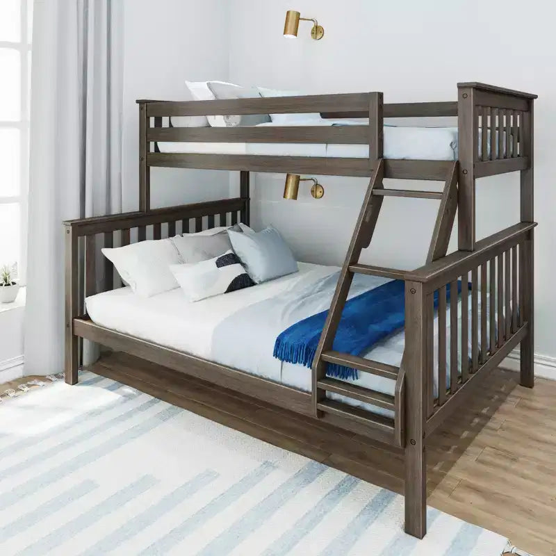Solid Wood Twin XL over Queen Bunk Bed for Kids