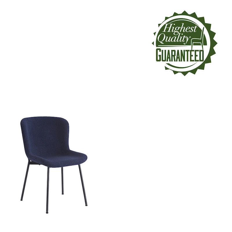 Fabric Upholstered Armless Dining Chairs with Powder-Coated Steel Legs, Set of 2